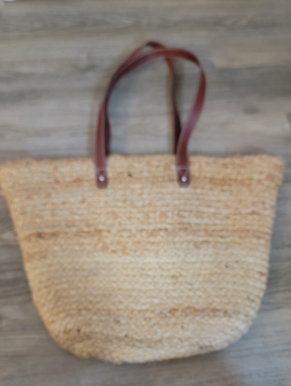 Haute Hippie Style Woven Straw Tote Bag Large Boho Beach Market Bag Brown Straps - Picture 3 of 9